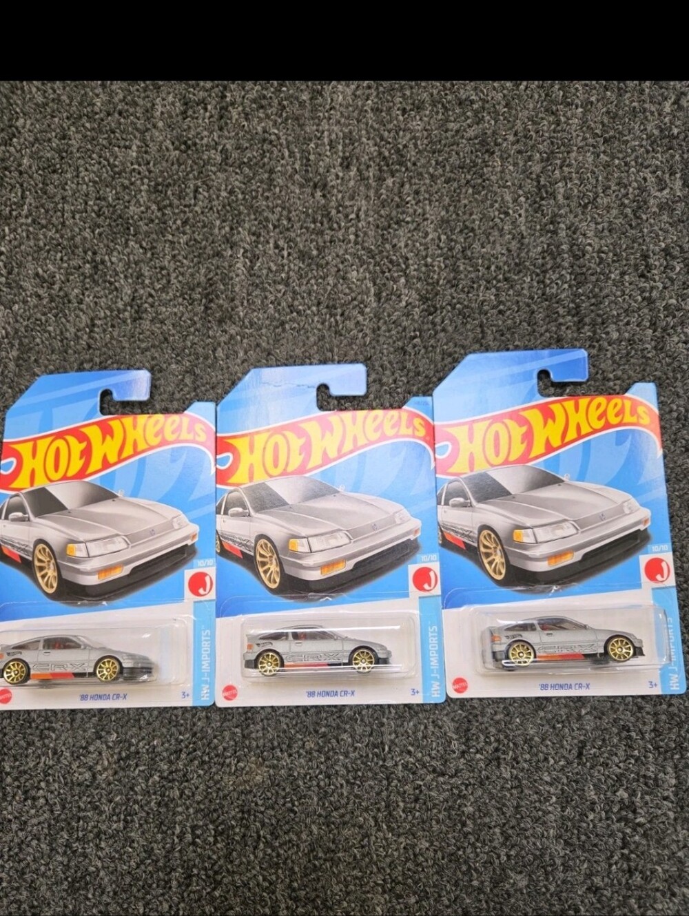 Hot Wheels Silver '88 Honda CR-X Die-Cast Toy Car - Pack of 3